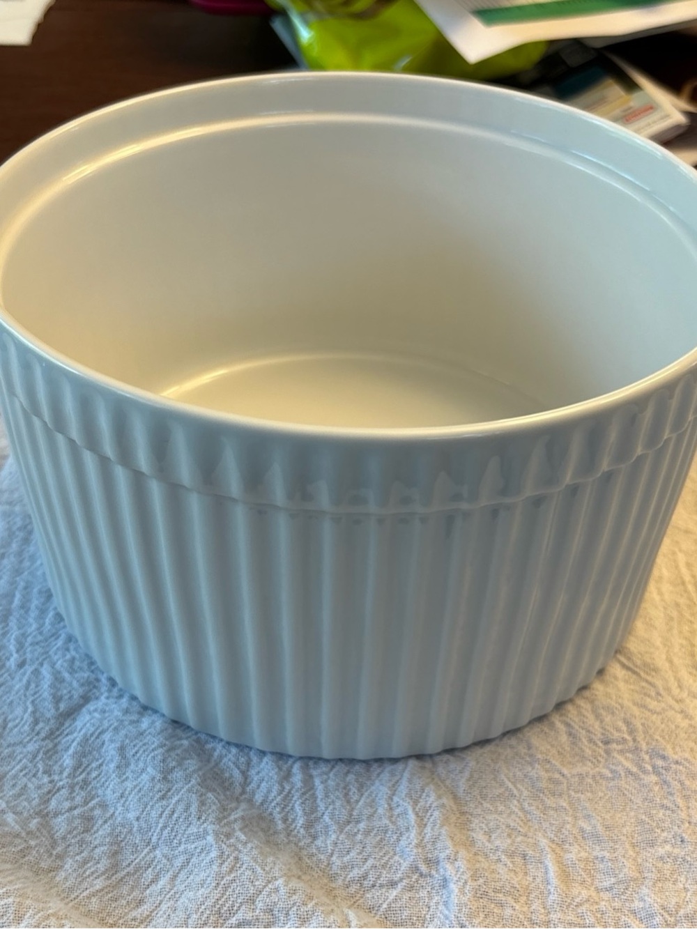 Crate&Barrel White Fluted Ceramic Ramekin - Picture 2 of 7